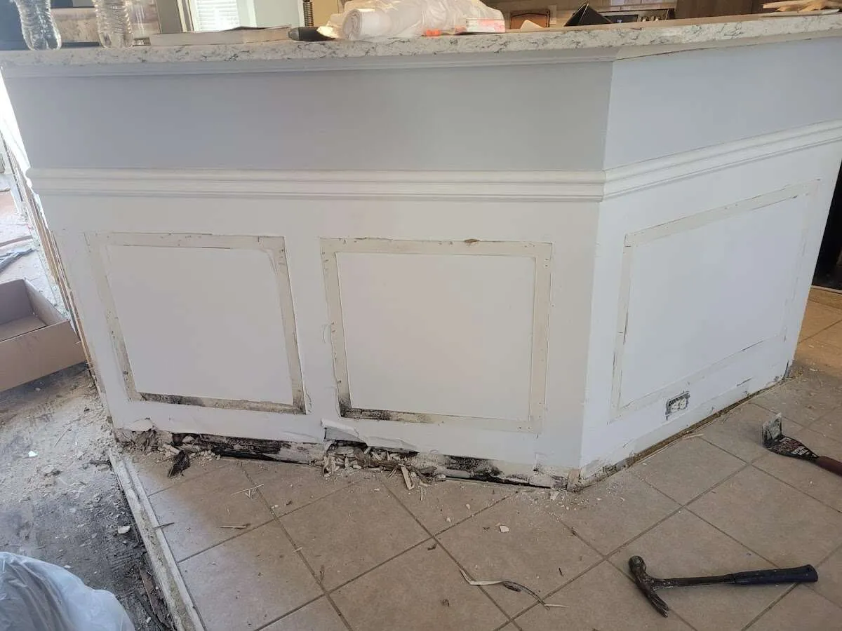 Water damage and mold on kitchen during Storm Damage Restoration in Fircrest